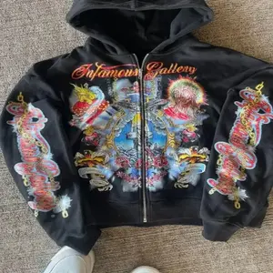 Hoodie Sweatshirt Printed Personality Zipper Punk Hip-Hop Harajuku Streetwear Hoodie Fashion Trend Casual Menswear hoodies men outfits men streetwear father's day deals stay cool quirky design  Sleeve goth clothing emo clothes zip pullover