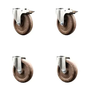 Service Caster SCC-SS316BHTTL20S514-GFNSHT-2-S-2 316 Stainless Steel High Temperature Glass Filled Nylon Swivel Bolt Hole Caster with 5 in. Brown Wheels - Set of 4