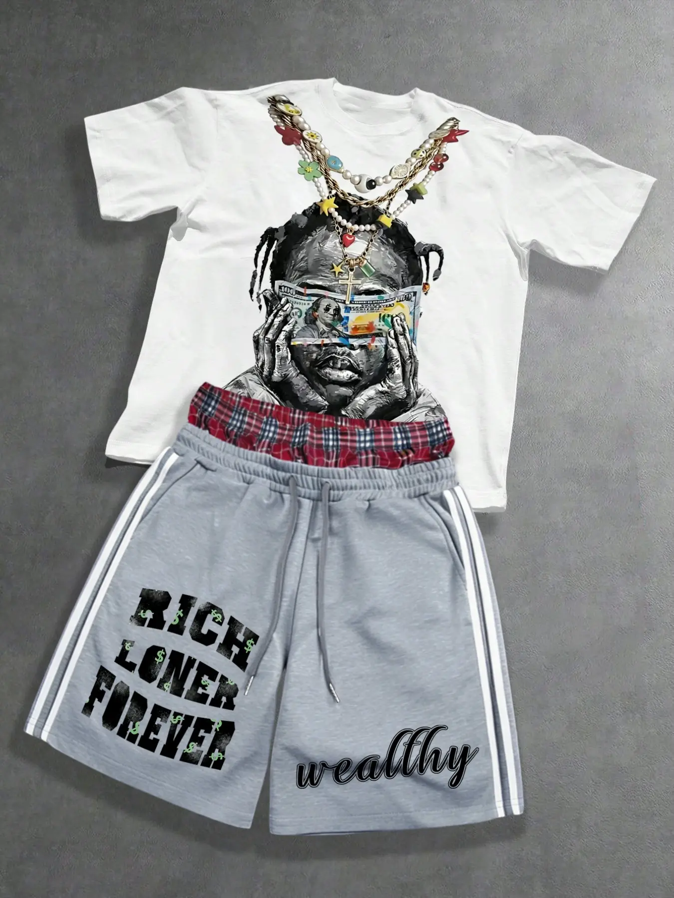 Girls' Graphic Print T-Shirt + Letter Pattern Drawstring Shorts, Summer Casual Comfortable Sports Set, 2-Piece, Sports Clothing Set, Top And Shorts