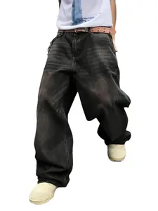 Live unbridled Menswear Trendy Loose Casual Plain Jeans Fashion Streetwear Trousers Men's Denim  Long Pants