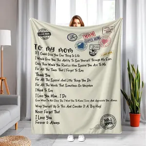 To My Mom Throw Blanket, Heartfelt Letter to Mom Flannel Blanket, Soft Cozy Blanket for Mom from Daughter/Son, Sentimental Mother's Day Birthday Gift