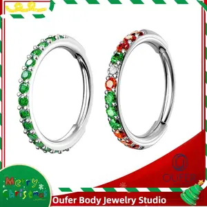 OUFER 20G Unisex Stainless Steel Hinged Closure Nose Ring - AAA+ Grade CZ Gemstone Hoop Piercing Jewelry, Dainty Design, 5mm-12mm Inner Diameter, Multiple Colors, Daily Wear for Conch, Helix