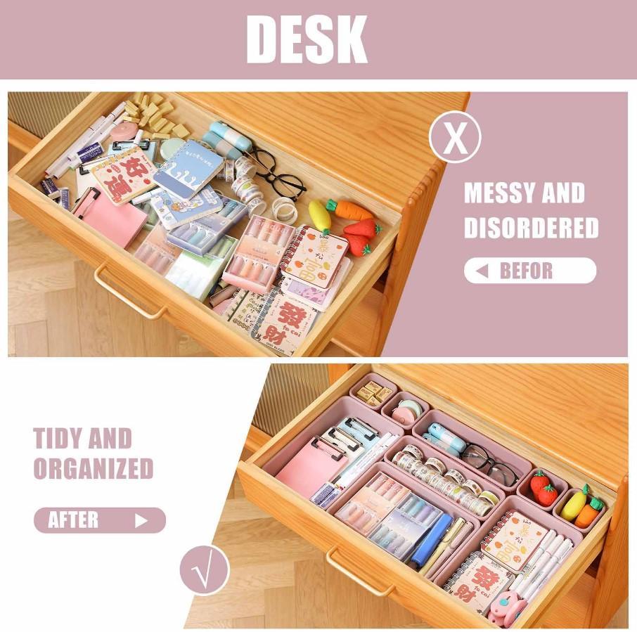 16 Pcs Green & Purple Drawer Organizer Set 3-Size Plastic Storage Trays Versatile Drawer Dividers for Makeup Jewelry Utensils Kitchen Bathroom Office Desk 16 Pcs Green & Purple Drawer Organizer Set 3-Size Plastic Storage Trays Versatile Drawer Dividers for Makeup Jewelry Utensils Kitchen Bathroom Office Desk