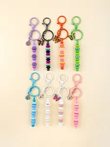 Butterfly Keychain Pendant, Y2K Round Ring Fashion Keyring, Hanging Decoration Gift for Friends Couples Unisex Backpack Accessory