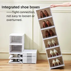 Foldable Shoe Box with Door, Stackable Storage, Fits Various Shoes, Ideal for Entryway, Hallway, Under Bed, Small Space Organization.Storage box
