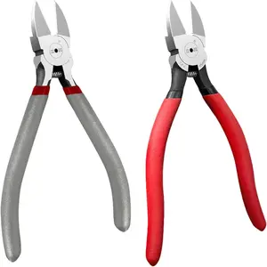 2 Pack Wire Cutters,6.5 Inch Flush Cutters,Spring   Pliers for  Crafts, , Plastics, Appliances and Any Clean  Needs  Wire (Red&Grey)