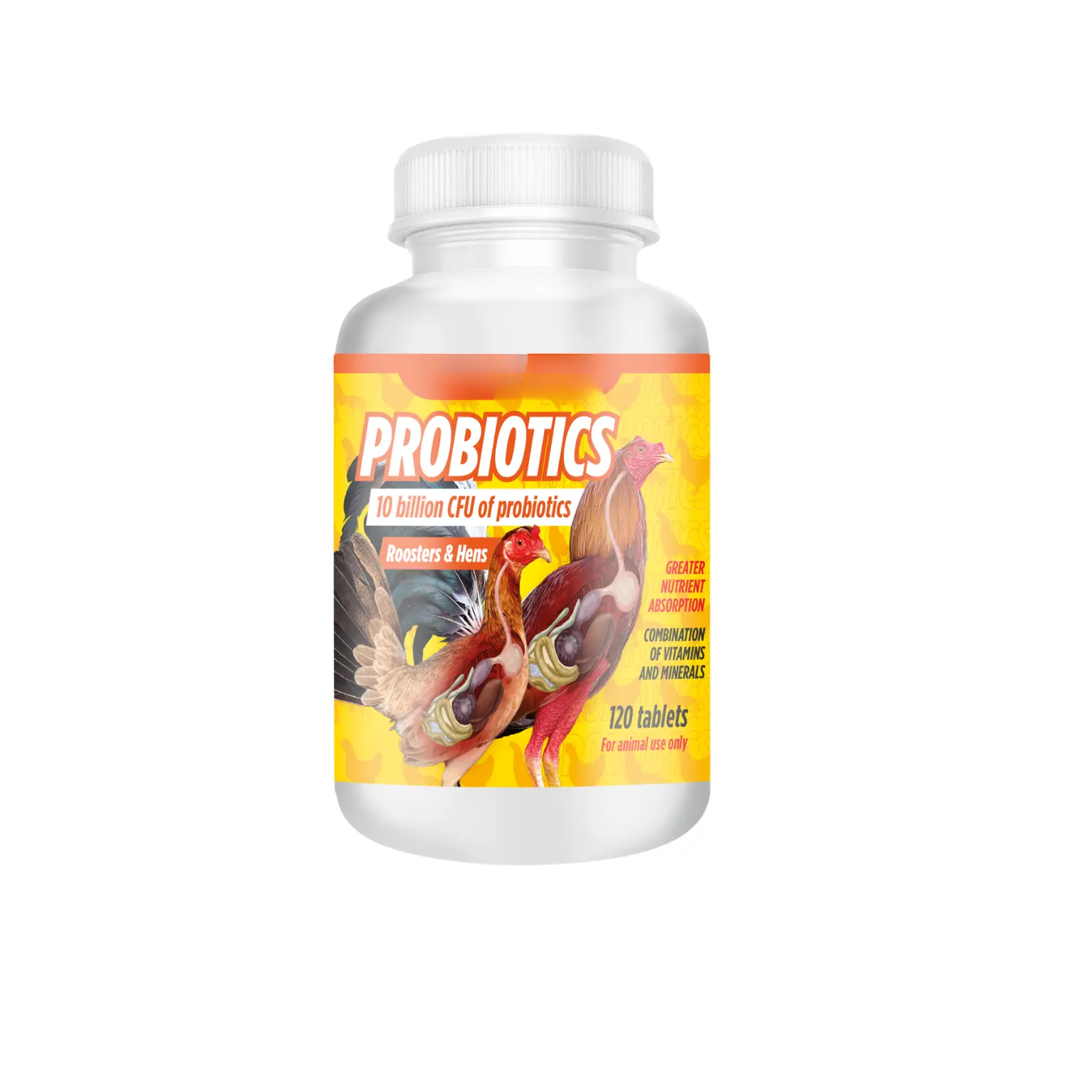 120 Tablets Probiotic Supplement for Roosters and Hens, Daily Nutritional Formula for Poultry