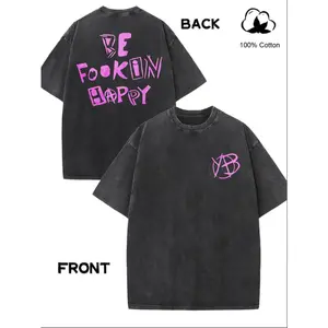 [Winter Outfits]Rock Vocalist Yungblud Be Fookin Happy T-Shirt |   Casual Summer Tee with Crew Neck, Slight Stretch Fabric, Print Pattern, Loose Fit for Adults and Teens