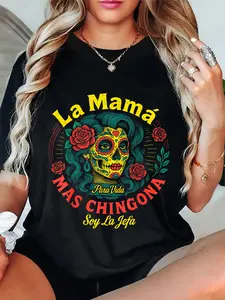 100% Cotton La Mamá Mas Chingona Mothers Day Mexican Una Madre Chingona T-Shirt