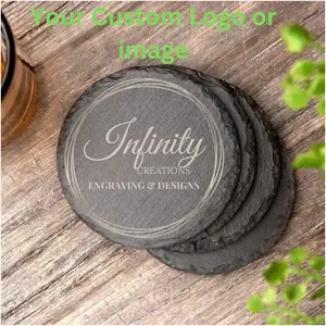 Custom Engraved Slate Coasters - High-Quality Tableware for Home and Office Use