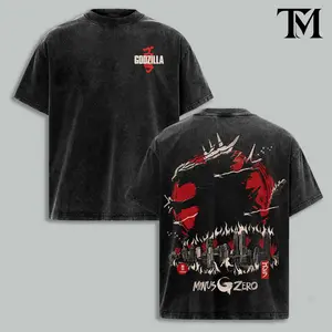 Vintage Godzilla Minus Zero Washed Graphic Tee, Oversized Kaiju Streetwear Shirt, Retro Japanese Monster Anime T-Shirt, Y2K Tokyo Aesthetic Fashion Tee Gift