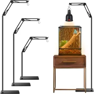 Reptile Lamp Stand 15.7inch to 74.3inch with 360° Adjustable Swing Arm Heat Lamp Holder for Bearded Dragons Turtles Snakes and Chicks