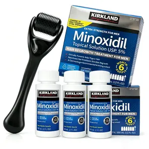 3pcs Kirkland Minoxidil Hair & Beard Growth Kit -AntiHairLoss Treatment with Dropper &Derma Roller