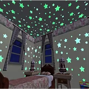 200 Glow-in-the-Dark Ceiling Star Stickers – Colorful Luminous Stars & Moon Decals| 3D Plastic Glow Wall & Ceiling Decor| Ideal for Boys' and Girls' Rooms| Perfect for Creating a Relaxing Atmosphere