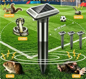 Solar Ultrasonic Animal Repeller for Yard & Garden - Waterproof Pest Control Stakes, Eco-Friendly Deterrent for Moles, Gophers, Snakes & Rodents - Energy Saving Outdoor Protection