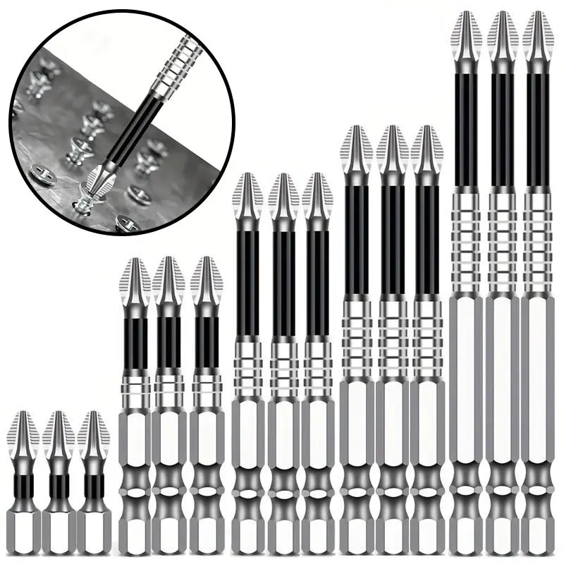 High Magnetic Screwdriver Drill Bit Set, Metal Bits, 15pcs Universal Anti-Slip Electric Screwdriver Kit, Ideal for Home Decor & Car Repairs
