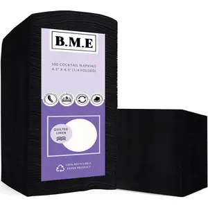 500 Pack Black Cocktail Napkins- Bulk Paper Napkins Eco-Friendly- Disposable Square Bar Napkin for Parties- Soft & Absorbent Dinner Napkins- Beverage Napkins for Weddings, Restaurants and Everyday Use