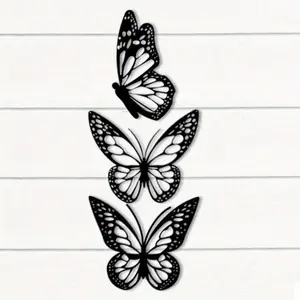 Butterfly Pattern Metal Wall Art 3 Counts/Set - Hangable Decor for Home Living Room, Bedroom & Garden