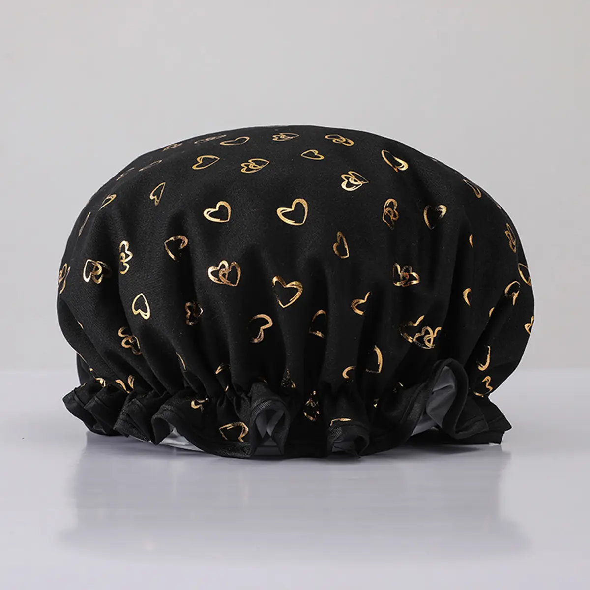 Double Layer Bathing Cap, 1 Count Heart Pattern Waterproof Shower Cap for Women & Girls, Bathroom Supplies for Home Use, Bathroom Accessory, Shower Essentials
