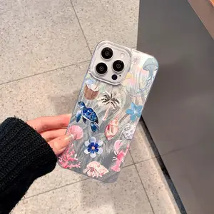 Turtle and Seashell Marine Anti-Drop Phone Case for iPhone Models 11 to 16, Stylish Protection Cover for Everyday Use