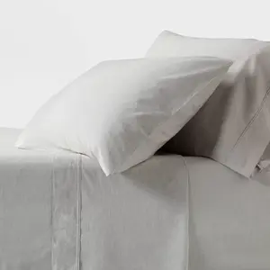 Twin/Twin XL 250 Thread Count Organic Percale Sheet Set Gray Chambray - Threshold: GOTS Certified, Teen & All Ages