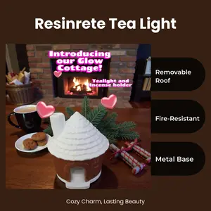 Glow Cottage Tealight & Incense Holder Handcrafted Resincrete with Removable Roof for Tealight and Incense Use Fire & Water Resistant for Cozy Nights and Meditation Spaces