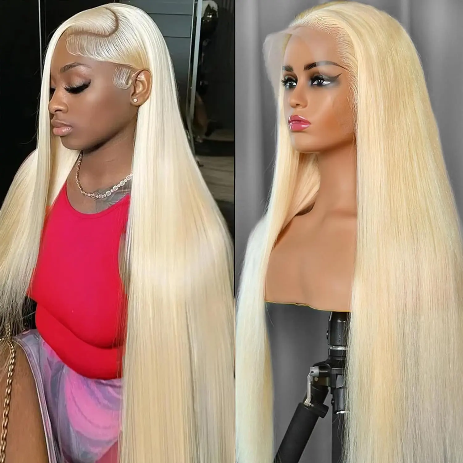 Blonde Lace Front Wigs Human Hair Pre Plucked 613 13X6 Lace Front Wig Human Hair Blonde Wig Human Hair 180 Density 613 HD Lace Frontal Wig (22Inch) SHUQISH