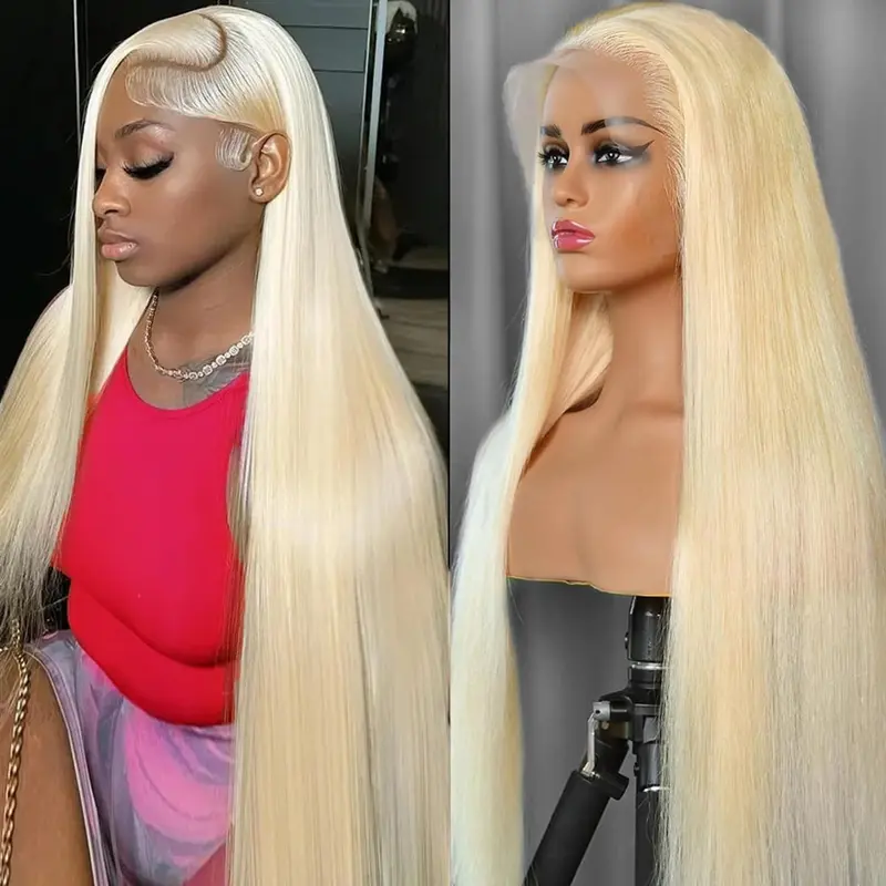 Blonde Lace Front Wigs Human Hair Pre Plucked 613 13X6 Lace Front Wig Human Hair Blonde Wig Human Hair 180 Density 613 HD Lace Frontal Wig (22Inch) SHUQISH