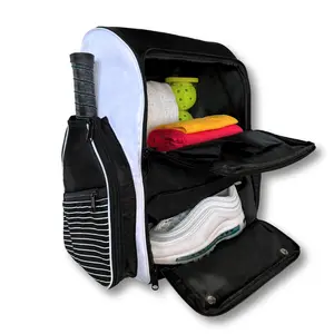 OLYMPIAN Dual Pickleball Backpack for Women and Men Hold 6+ Racket Paddles Quick Access Side Pocket X-Large Main Compartment Ventilated Shoe Storage, Water Resistant, Pickleball Balls Holder Geminate