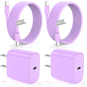 SANPRIO For iPhone 17 Charger Fast Charging,2-Pack 20W PD USB-C Wall Charger with 10Ft Type-C to C Cable for iPhone 17/16/15 Series iPad Pro & Smartphones