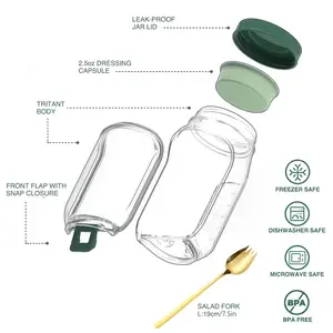 Salad Container with Side Opening, Leak-Resistant Design with Dressing Cup & Lid, Dishwasher & Freezer Safe for Office, Travel & Outdoors (green)
