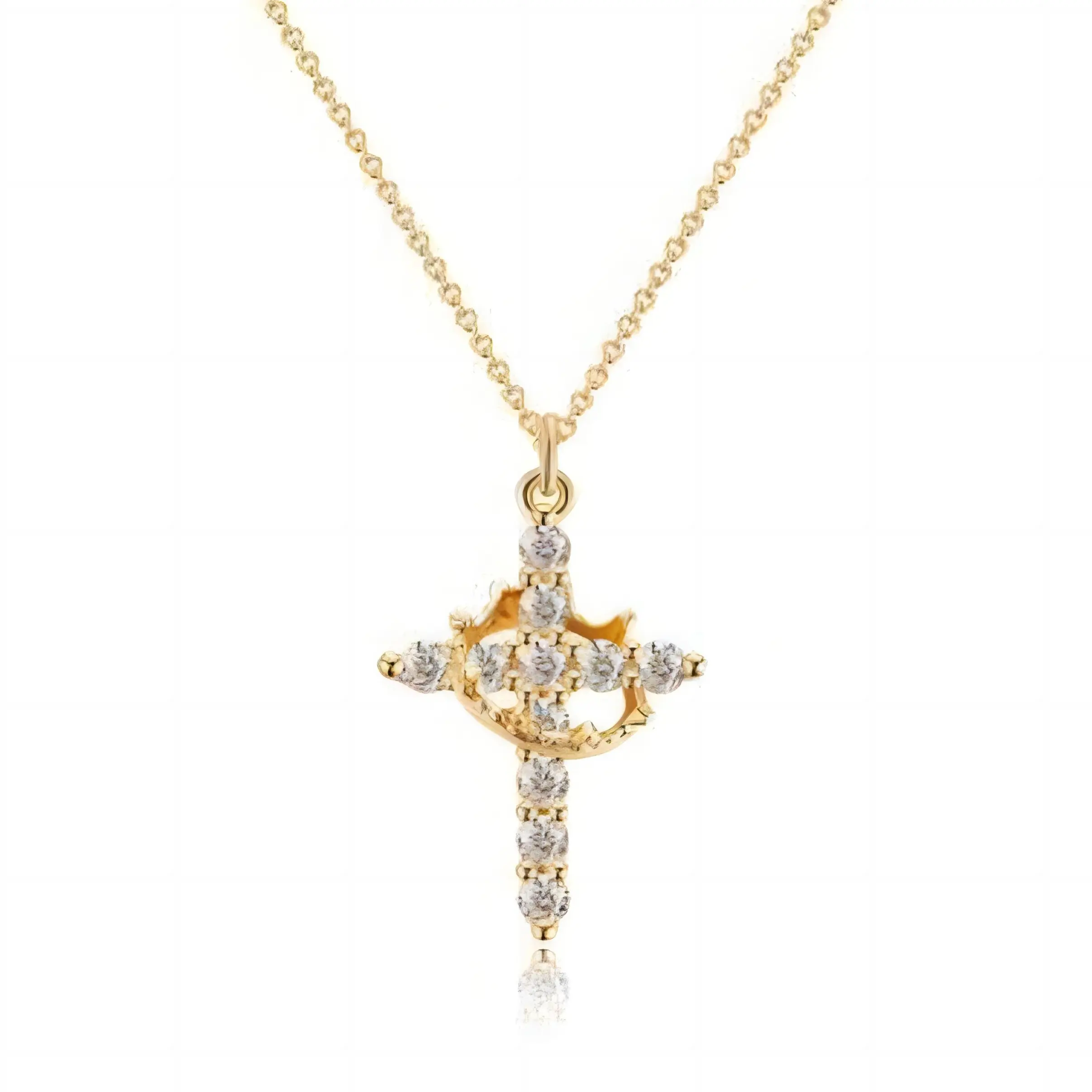 TEWIKY Dainty Faith-Inspired Cross & Crown Pendant Necklace for Women, Adjustable Choker for Religious Ceremonies & Daily Wear, Jewellery, Choking Hazard Small Parts, Cross Emblem Necklaces, Casual, Graduation, Cross Pendant Rose Gd