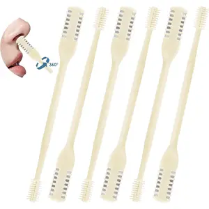 6/12Pcs 2-in-1 Nasal Cutter, Upgrade Double Sided Nose Knife, 360 Nostril Hair Remover Tool, Trimmer for Men, Women, Soft Cleaning Brush (Cream)