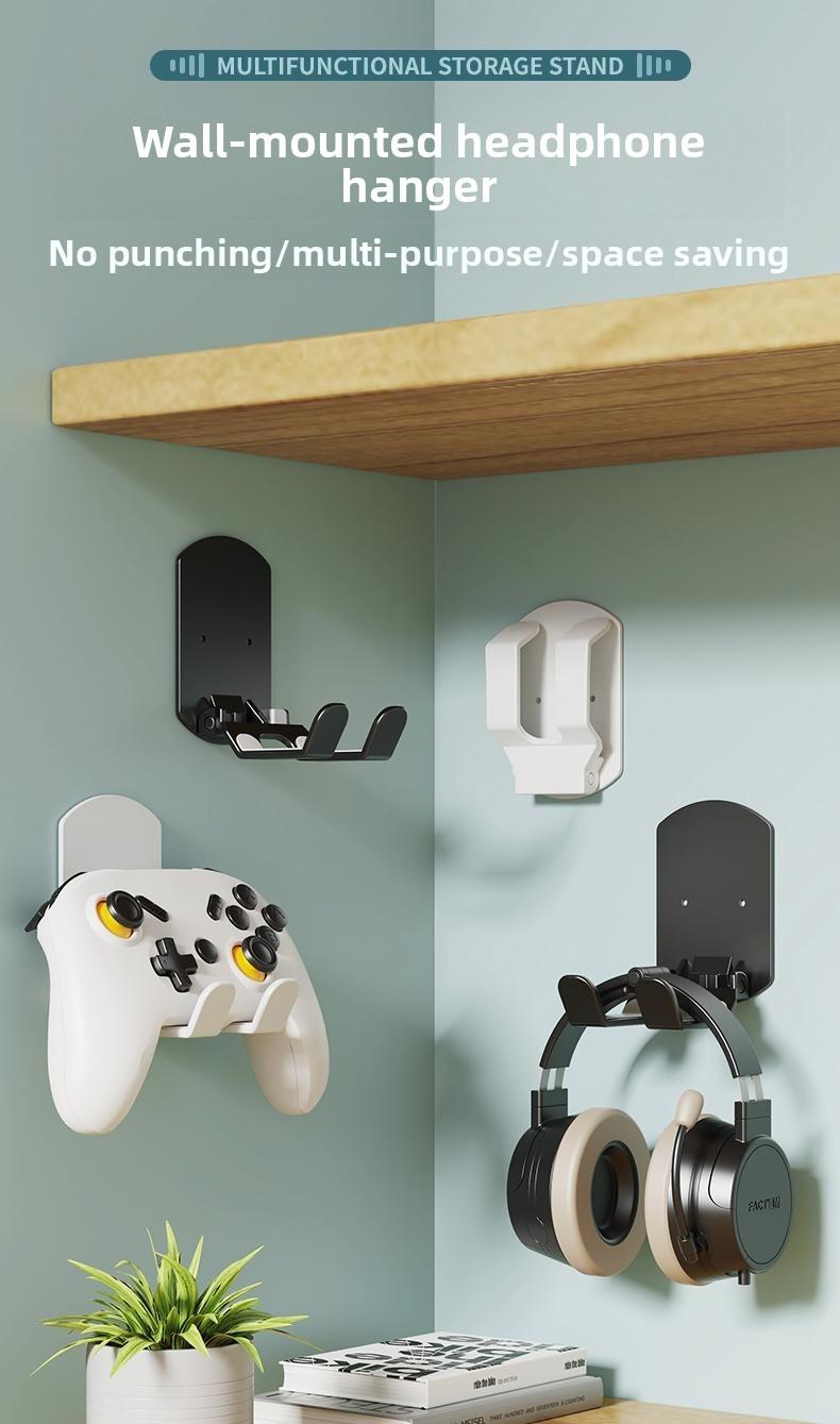 2PCS No-Drill Multifunctional Headset/Game Controller Wall Mount Holder — Creative Adhesive Dorm Wall Rack