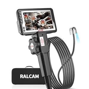 Ralcam 2-Way Articulating Borescope 4.5'' Screen, Industrial Endoscope Inspection Video Recording Camera with Adjustable LED Light 8.5mm, Waterproof Flexible Snake Camera for Automotive Mechanics Wall Engine 3FT High Temperature protection