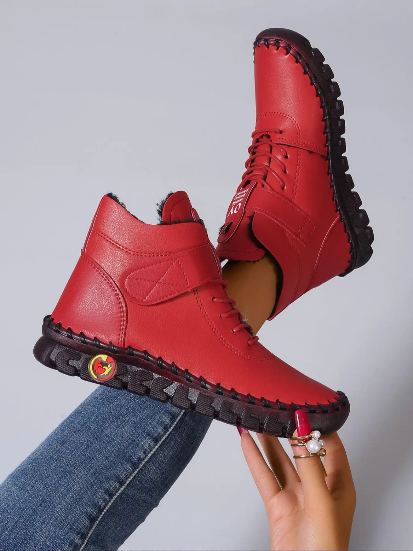 Women's Fashion Multi-Color Ankle-High Sporty Shoes, Soft PU Leather Comfortable Walking Shoes for Indoor & Outdoor Use