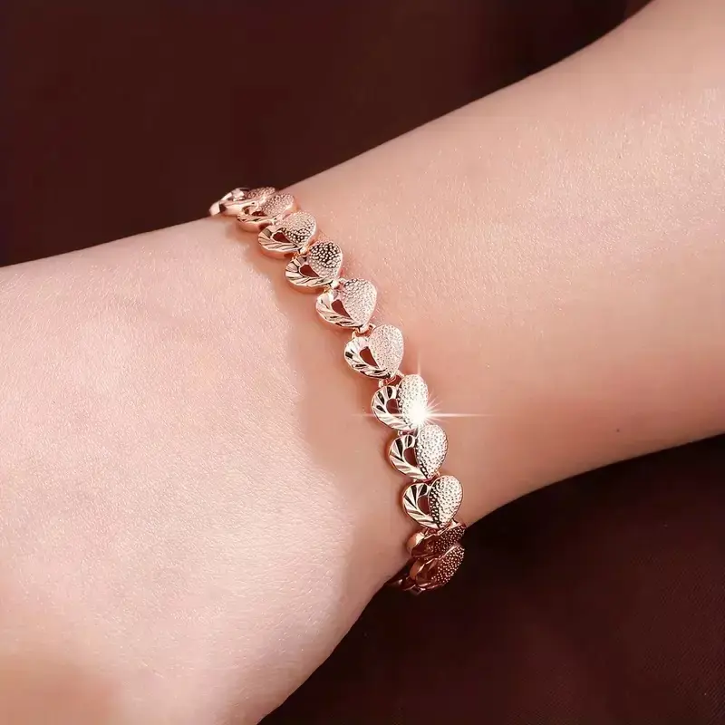 Hollow Heart Bracelet for Women, Exquisite Trendy 3-Color Alloy Accessory with Adjustable 3500-Gauss Magnetic Therapy, Heart Bracelets, Exquisite Trendy Bracelet