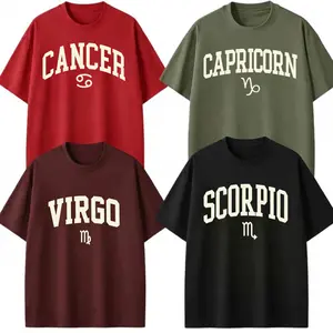 [Full 12 Zodiac] Minimalist Zodiac T-Shirt – Cancer Capricorn Virgo Scorpio Astrology Sign Graphic Tee for Men and Women, Soft Horoscope Shirt, Bold College Letter Design, Zodiac Lover Gift