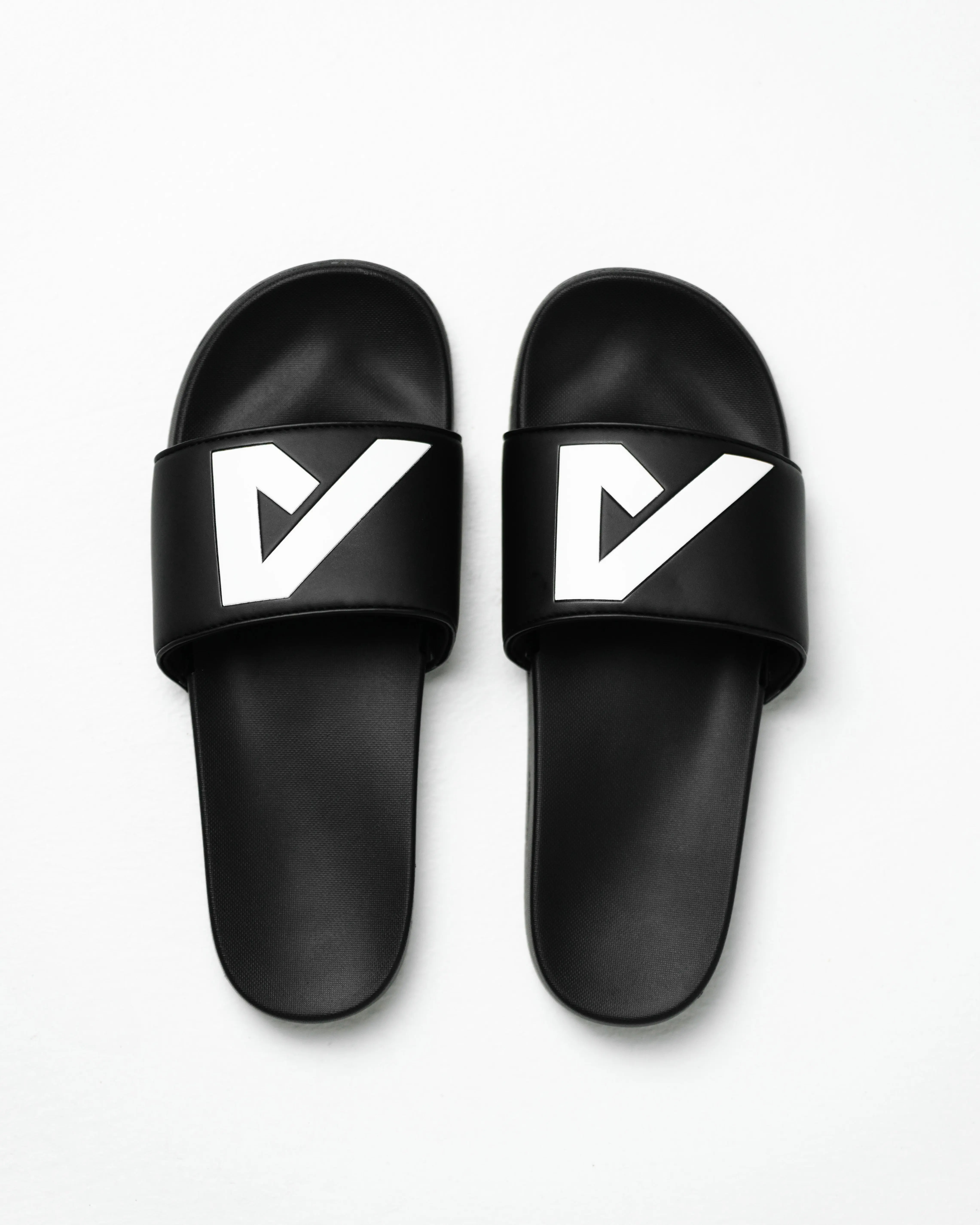 Alphalete Unisex Alpha Slides - Black / White, Slip On Slides, Lightweight, Recovery Sandals, Cushioned Footbed, Post Workout, Shoe