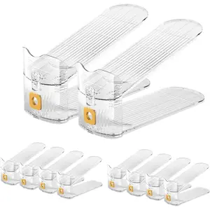 Clear Shoe Slots Organizers 10Pack Shoe Stacker Organizer for Closet Shoe Stackers for a Pair of Shoes Shoe Display Shelf Shoe Rack Holders Space Saver Organizador de Zapatos (Clear)
