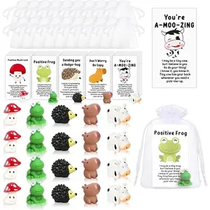 50 Set Employee Appreciation Gifts Bulk for Coworkers, Resin Animal, Motivation Animal Pun Note Cards, Organza Bags for Office Gifts Favors