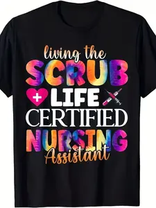 Men's Living The Scrubs Life CNA Nursing Assistant T-Shirt - Large Black| Comfortable Tee with CNA Badge Suitable for Training, & Everyday Outfits