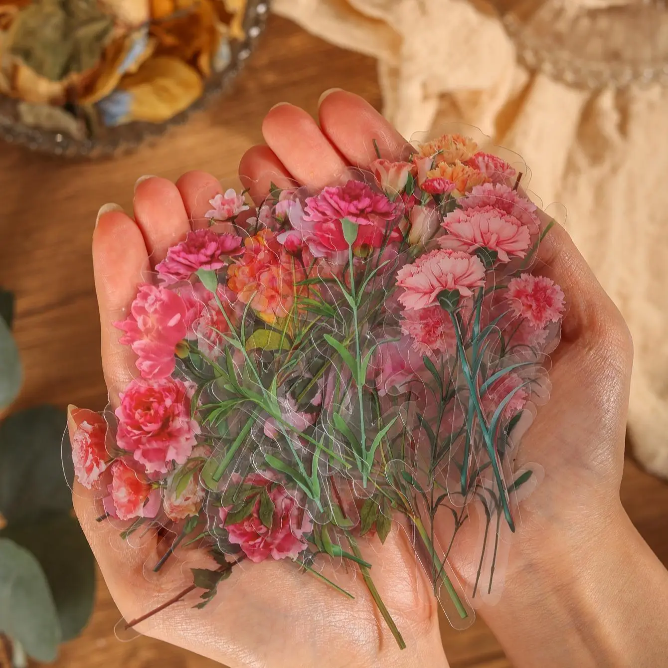 40pcs/Set Flower Shaped Decorative Sticker, Self Adhesive Scrapbooking Decor Paper, Decor Sticker for Gift Greeting Card Water Bottle Laptop Phone