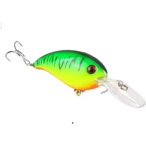 Green Crank 3D Eyes Fishing Lure Hard Bait Bass Crankbait Sharp Fish Hook Tackle, Fishing Topwater Lures, Accessories