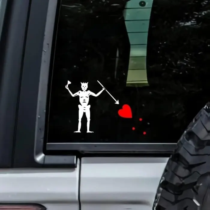 Blackbeard Decal Vinyl Sticker Edward Teach Jolly Roger 5x3.35" Waterproof Easy Install for Truck Bumper Car Laptop Wall Gift