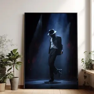Michael Jackson Dance Pose Canvas Wall Art, Music Legend Performance Stage Print