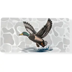 Mallard Puddle Duck White Camo Front License Plate 6x12 – Scent South Hunting Tag for Truck SUV – Waterfowl Hunter Vehicle Accessory