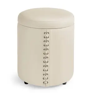 Multifunctional Round Storage Ottoman Foot Rest Coffee Side Table for Bedroom Living Room Dorm with Versatile Design