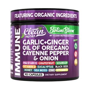 Clean Nutra Garlic, Ginger, Oil of Oregano, Cayenne Pepper, Onion, Zinc & Vitamin C for Herbal Defense & Daily Wellness - Botani Bloom
