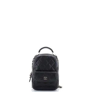 Pre-owned CHANEL Leather Backpacks Classic CC Chain Pocket Backpack Quilted Caviar Mini by Rebag